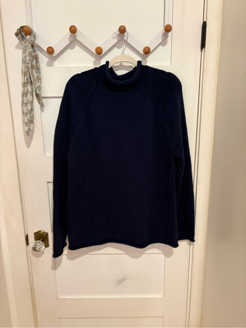 J. Crew Roll Neck Men's Navy Textured Crewneck Sweater